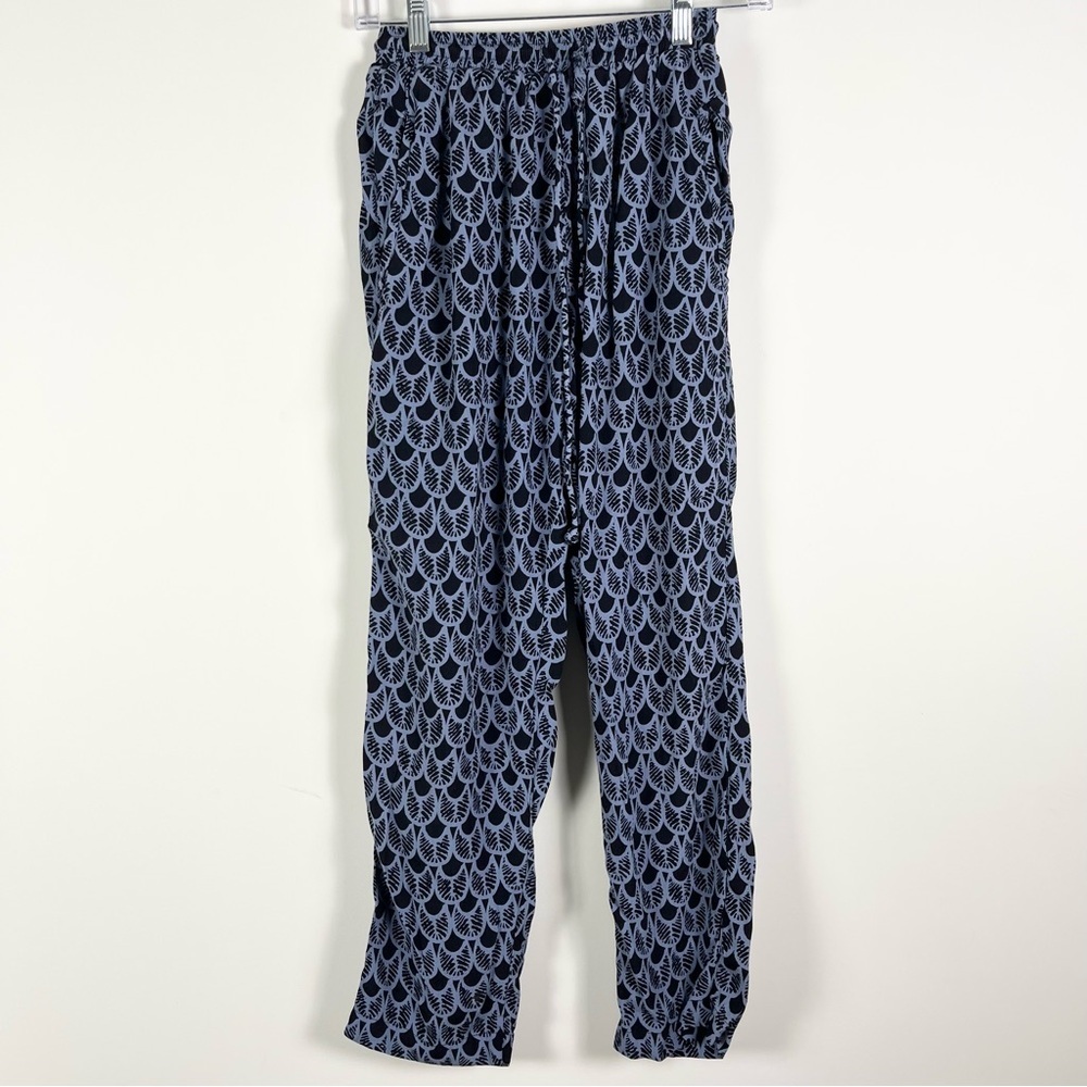 Manaola Women's Navy Blue Patterned Drawstring Pant Size XS Pants ***Flaws***